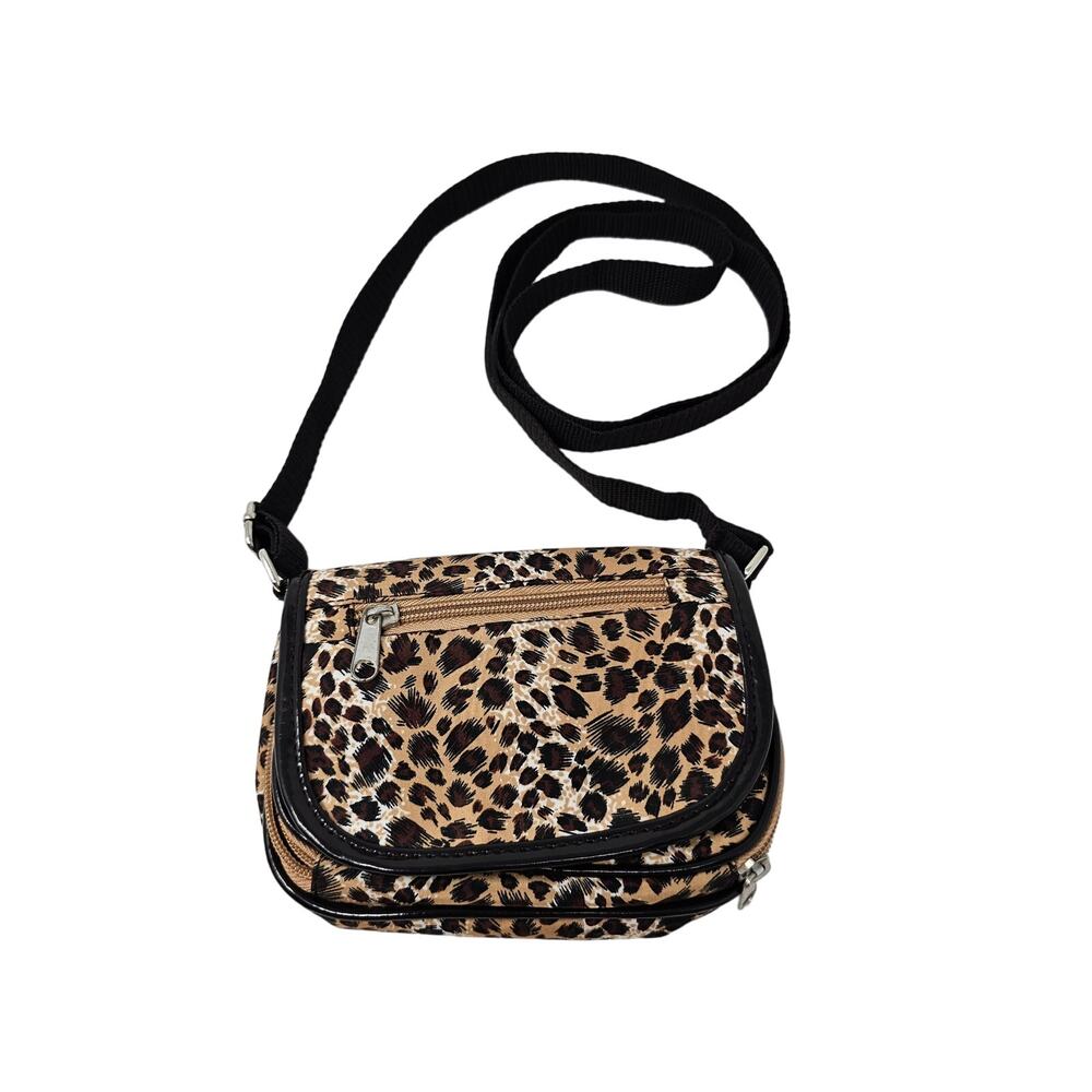 Crossbody Purse Animal Leopard Cheetah Print Adjustable Strap Mini 3 Pocket